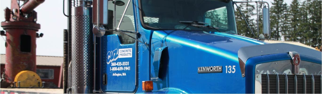 Close-up of Cuz Concrete branded delivery truck