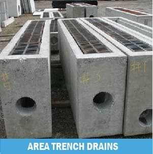 Area trench drains with metal grates