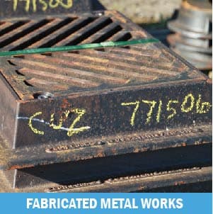 Fabricated metal grate marked with CUZ