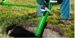 Septic system service in progress