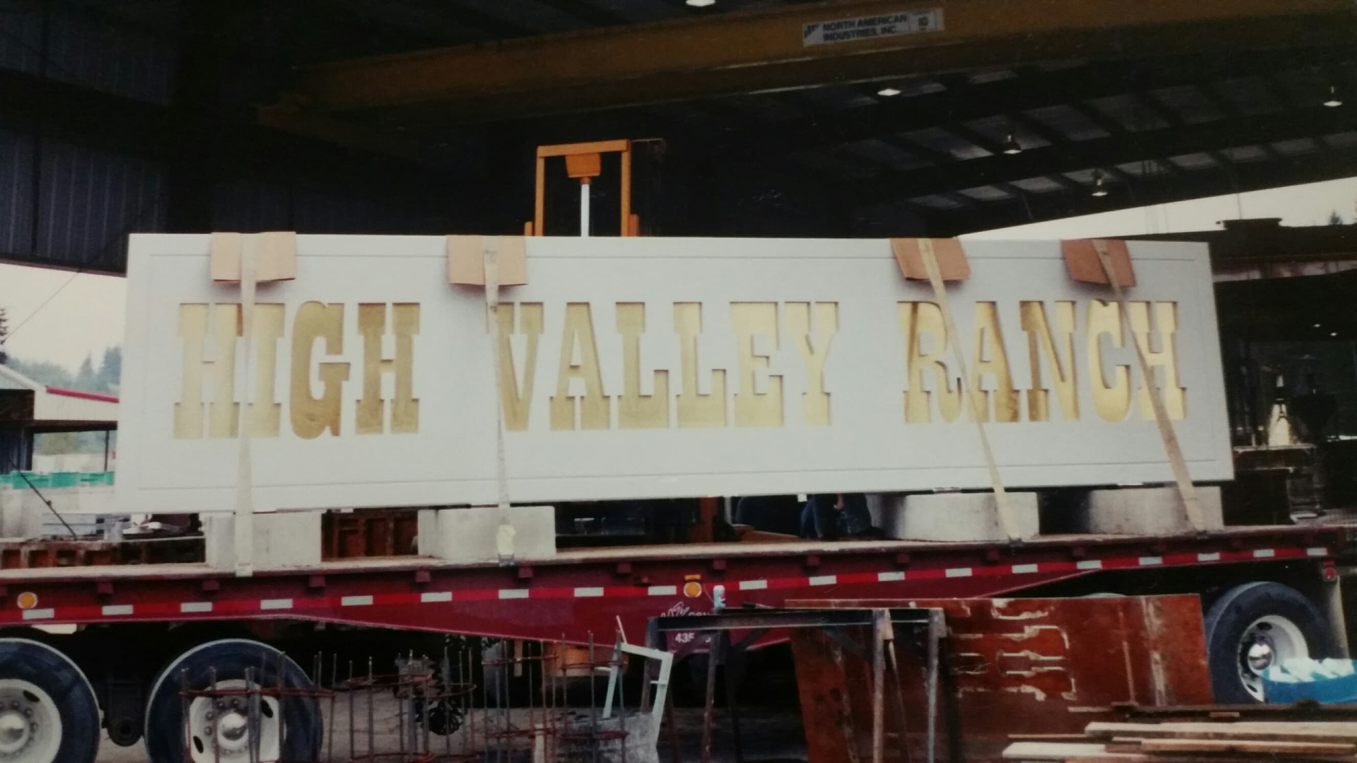 HIGH VALLEY RANCH custom sign on flatbed truck